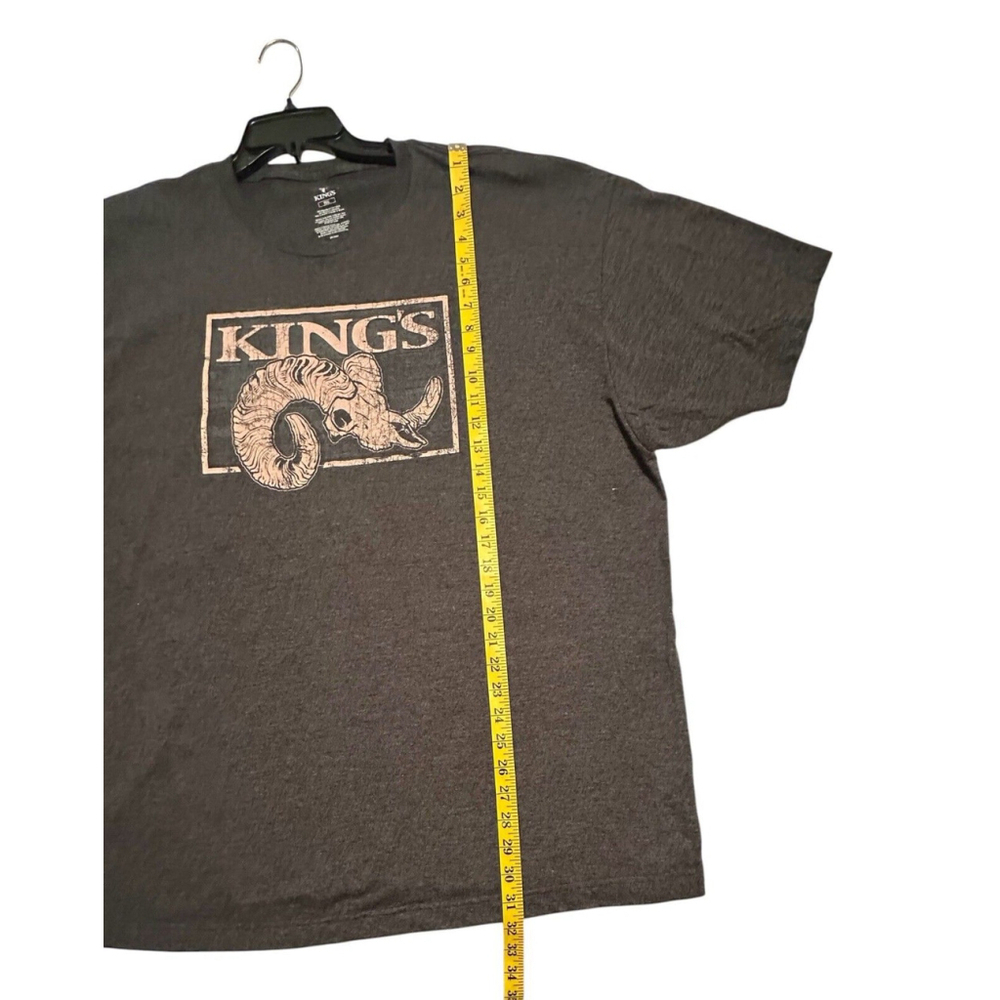 KINGS Mens T-Shirt Gray XXXL / 3X Mountain Goat Skull Horns Ram Short Sleeves - Picture 9 of 14